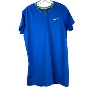 NWT Nike Pro Combat Dri-Fit Short Sleeve V-Neck T-Shirt Blue Athleisure‎ Large